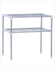 Over the microwave stand with 2 tier shelves-white