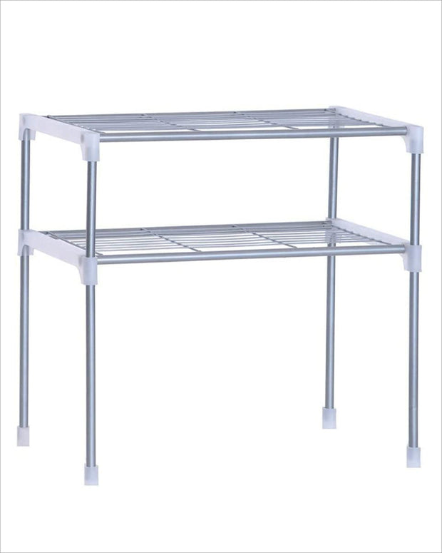 Over the microwave stand with 2 tier shelves-white