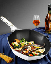 Non stick pan stone octagonal shape skillet with lid