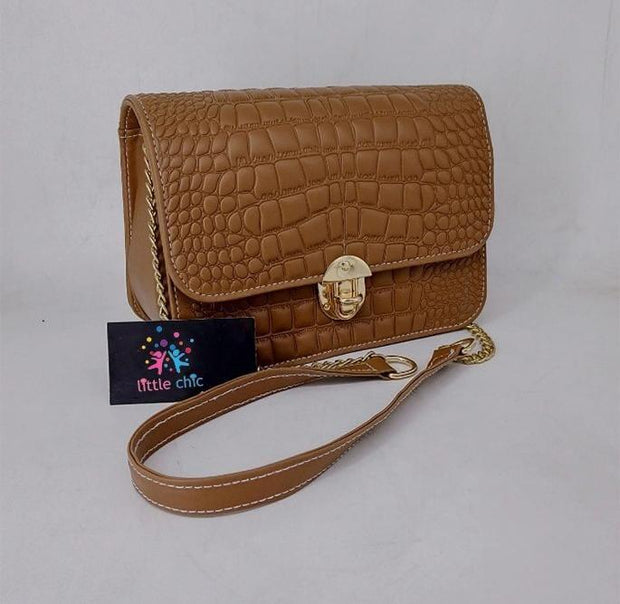 Stylish crocodile texture cross body bag