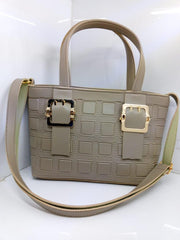 Leather handbag with long strap