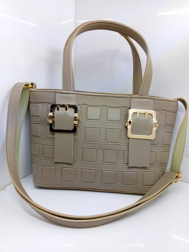 Leather handbag with long strap