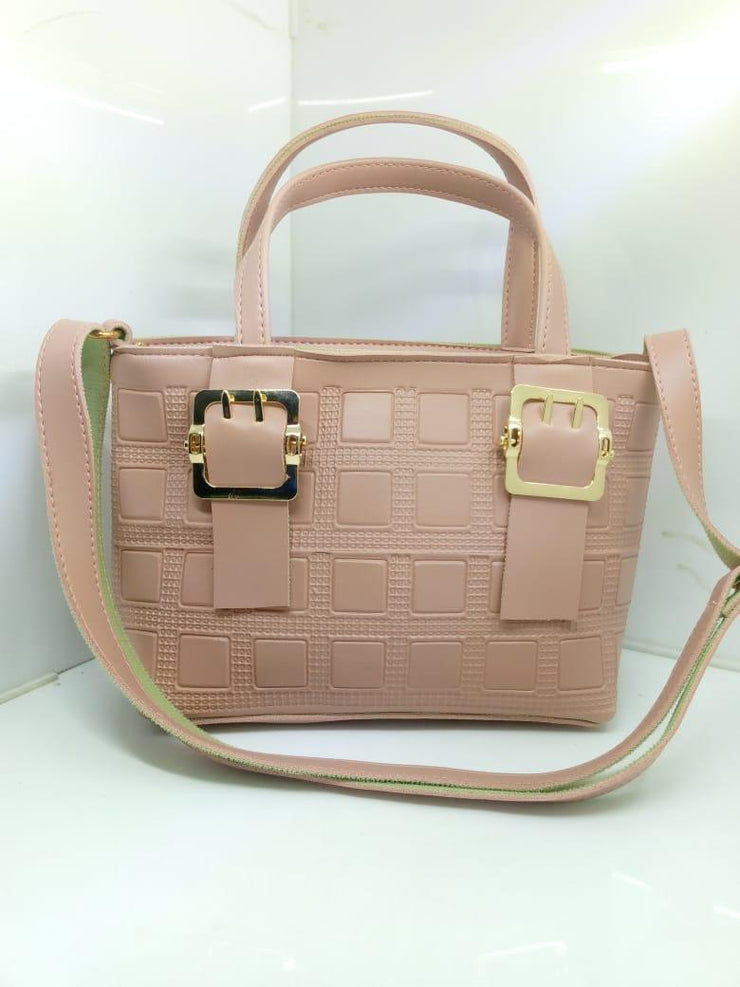 Leather handbag with long strap