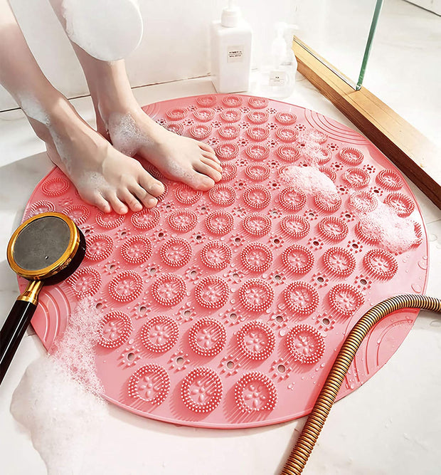 Silicone Bathroom Non-Slip Massage Floor Matt ( Random Colors )
