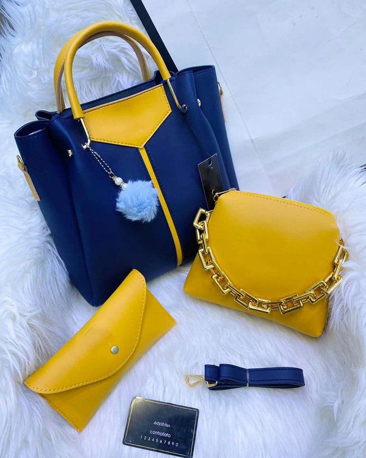 3pcs trendy leather handbag