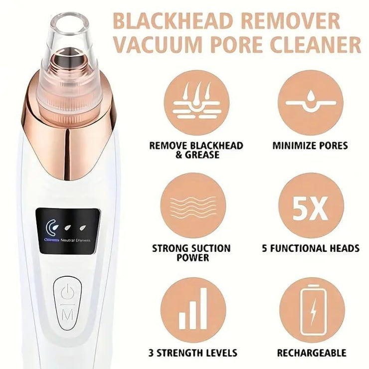 5-In-1 Rechargeable Suction Acne and Blackhead Remover for Men and Women